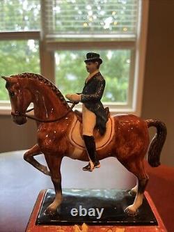 Fitz and Floyd Equestrian Dressage Horse Rider Clock Statue Figurine 11.5 H