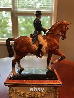 Fitz and Floyd Equestrian Dressage Horse Rider Clock Statue Figurine 11.5 H