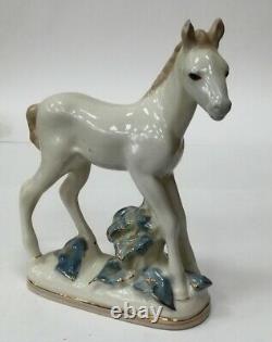 Foal Horse Porcelain Figurine Rare Vtg by Gzhel USSR 1950 Height 15cm Décor Gift