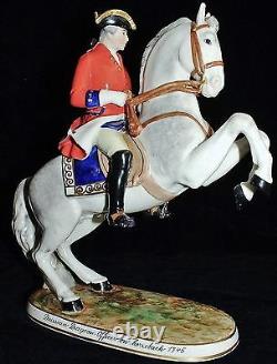 Frankenthal Wessel Vintage Prussian Dragoon Officer On Horseback 1745 Figurine