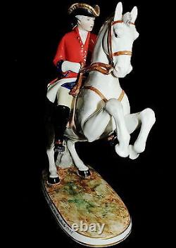 Frankenthal Wessel Vintage Prussian Dragoon Officer On Horseback 1745 Figurine