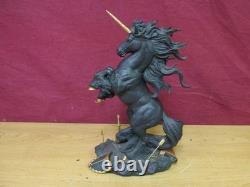 Franklin Mint Dark Fury Unicorn Horse Porcelain Sculpture Figurine Ruth Thompson