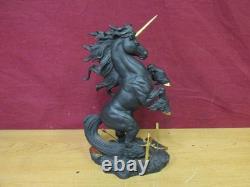Franklin Mint Dark Fury Unicorn Horse Porcelain Sculpture Figurine Ruth Thompson