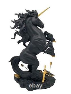 Franklin Mint Dark Fury Unicorn Porcelain Sculpture Figurine Ruth Thompson