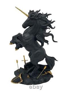 Franklin Mint Dark Fury Unicorn Porcelain Sculpture Figurine Ruth Thompson