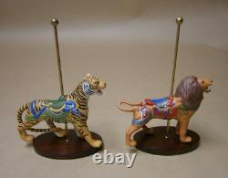 Franklin Mint Treasury of Carousel Art 1988 Set of 10 Horses & Animals Lion Goat