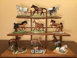 Franklin Mint World Of The Horse Sculpture Collection With Display Shelf