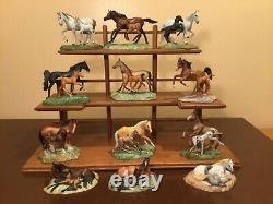 Franklin Mint World Of The Horse Sculpture Collection With Display Shelf