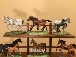 Franklin Mint World Of The Horse Sculpture Collection With Display Shelf