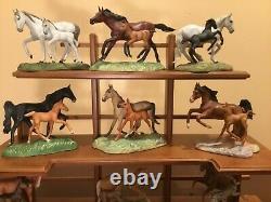 Franklin Mint World Of The Horse Sculpture Collection With Display Shelf