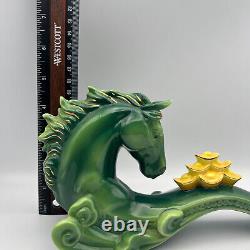 Franz Collection Porcelain Horse Ruyi Figurine FZ03180 Green Gold Accents No Box
