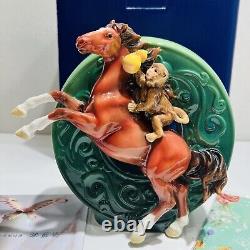 Franz Porcelain Horse Figurine Monkey Riding Hand Painted COA Box Rare