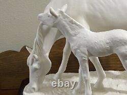 GOEBEL Bavaria Bisque Mare & Foal Horse White Porcelain 150/950 SIGNED Sculpture