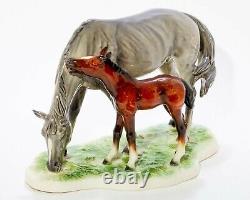 GOEBEL Porcelain Horse Figurine Mare & Foal 1974 W. Germany Signed Bochmann