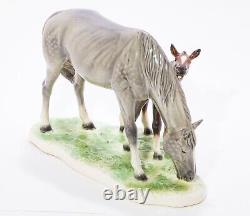 GOEBEL Porcelain Horse Figurine Mare & Foal 1974 W. Germany Signed Bochmann