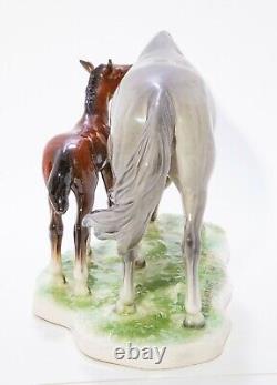 GOEBEL Porcelain Horse Figurine Mare & Foal 1974 W. Germany Signed Bochmann