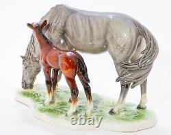 GOEBEL Porcelain Horse Figurine Mare & Foal 1974 W. Germany Signed Bochmann