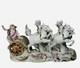 German Chariot And Horses Statue Figurine Handpainted Porcelain Vintage 1950's