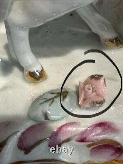 German Chariot And Horses Statue Figurine Handpainted Porcelain Vintage 1950's