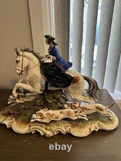 German Dresden Ackermann & Fritze Porcelain Group Figure Lady on the Horse
