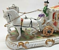 German Dresden Porcelain Horse Drawn Carriage Unterweissbach