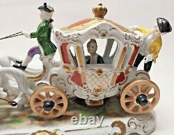 German Dresden Porcelain Horse Drawn Carriage Unterweissbach