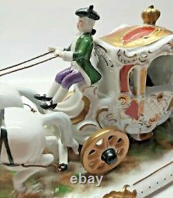 German Dresden Porcelain Horse Drawn Carriage Unterweissbach