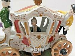 German Dresden Porcelain Horse Drawn Carriage Unterweissbach