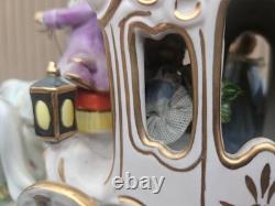 German Dresden porcelain princess Carriage coach horses statue