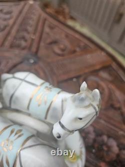 German Dresden porcelain princess Carriage coach horses statue