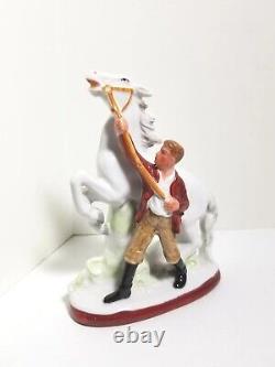 German Figurine Stallion & Horse Trainer Porcelain Pre 1949