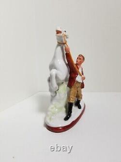 German Figurine Stallion & Horse Trainer Porcelain Pre 1949