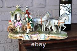 German GRAFENTHAL Porcelain coach carriage princess horses statue marked