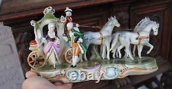 German GRAFENTHAL Porcelain coach carriage princess horses statue marked