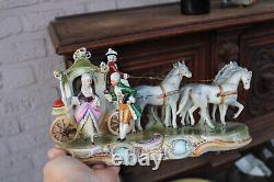 German GRAFENTHAL Porcelain coach carriage princess horses statue marked