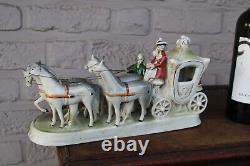 German GRAFENTHAL Porcelain coach carriage princess horses statue marked