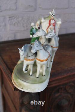 German GRAFENTHAL Porcelain coach carriage princess horses statue marked