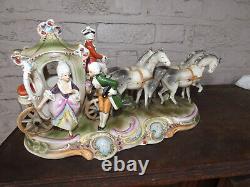 German Grafenthal marked porcelain Coach princess horses sculpture rare