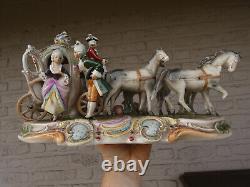 German Grafenthal marked porcelain Coach princess horses sculpture rare