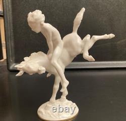 German PORCELAIN BOY ON HORSE by Hutschenreuther/Gelb Mint Condition