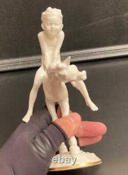 German PORCELAIN BOY ON HORSE by Hutschenreuther/Gelb Mint Condition