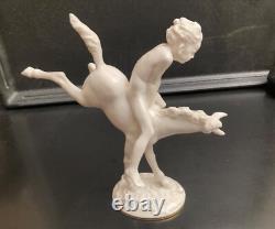 German PORCELAIN BOY ON HORSE by Hutschenreuther/Gelb Mint Condition