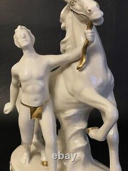 German Porcelain Carl Scheidig Porzellan Fabrik Man With Horse