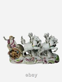 German Porcelain Chariot Horses Statue Figurine Handpainted Vintage Unbranded