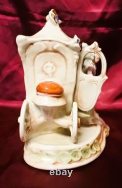 German Porcelain Figurine Two-Horse Drawn Carriage Scene Antique
