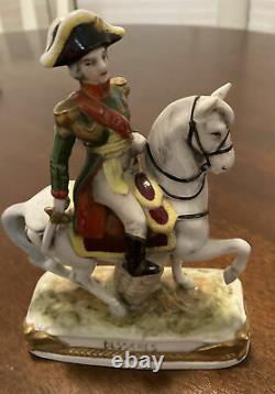 German Porcelain Military Figurine Mounted on Horse Bessieres Scheibe Alsbach