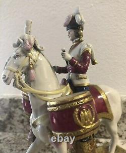 German Porcelain Military Horse Napoleon Garde Imperiale Drum Scheibe Alsbach