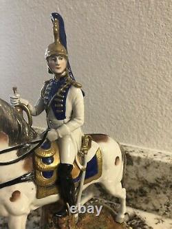 German Porcelain Military Horse Napoleon Garde Imperiale Horn Scheibe Alsbach