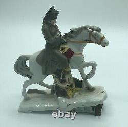 German Scheibe Alsbach Porcelain Soldier On Horse Figurine