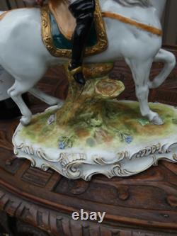 German Scheibe alsbach marked porcelain Horse hunter Statue sculpture